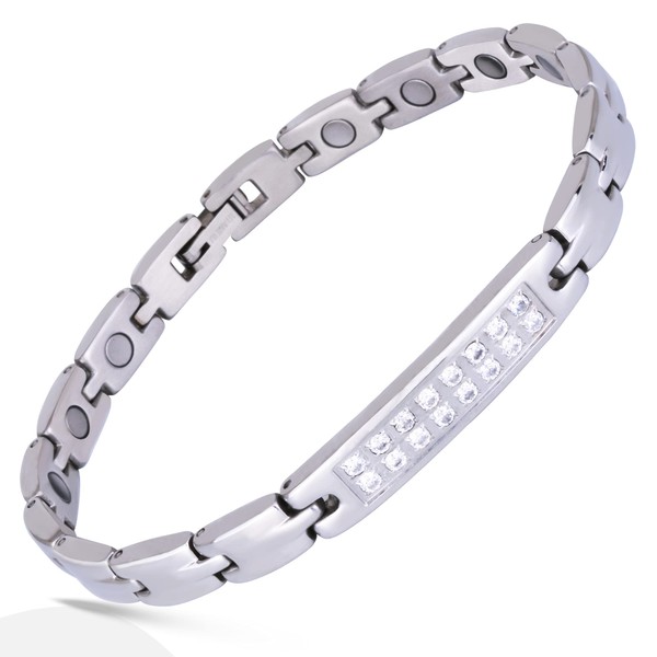 Smarter LifeStyle Sparkling Titanium Magnetic Anklet for Women - Adjustable Bracelet Length with Sizing Tool for Perfect Fit, Womens Magnetic Ankle Bracelet (Silver)