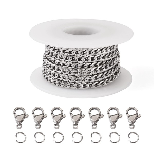 Bestewelry 5m 304 Stainless Steel Twisted Curb Chains Silver Link