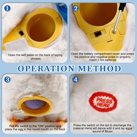 SOMOYA Chicken Laying Egg Toys Electric Plush Crazy Toy Dancing with Sound Music Animals Toy Easter Toys White