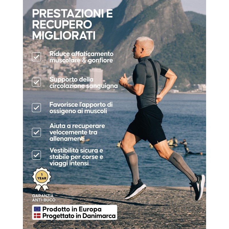 DANISH ENDURANCE Calze Compressione Graduata Uomo Donna 21-26mmHg, Calze Compressive