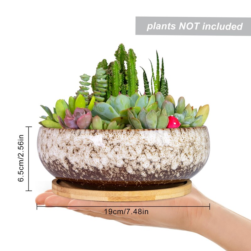 ARTKETTY Succulent Pots - 7.5 Inch Large Plant Pot with