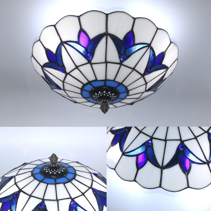 Skyweel 12 Inch Vintage Chandeliers Light Tiffany Style Stained Glass