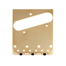 Rubatone Guitar Bridge Tailpiece 3 Zinc Saddles Bridge Top or Bottom Load Ashtray Style for Vintage Tele Telecaster Style Electric Guitar Parts Gold.