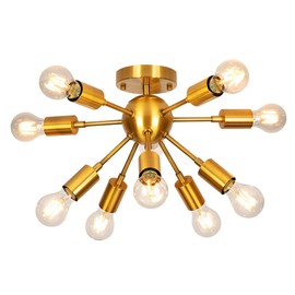Zonstore Mid-Century Sputnik Chandeliers 9-Lights,Modern Semi Flush Mount Ceiling Light Fixture Industrial Chandelier for Dining Room, Living Room, Kitchen, Bedroom and Hallway