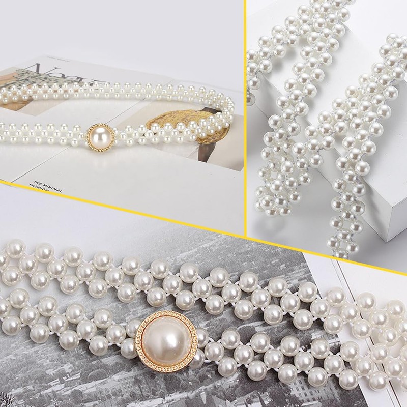 ESJNNK Women's Pearl Decorative Cord Yukata Belt Decoration Belt Belt