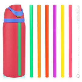 6pcs Replacement Straws for Owala FreeSip 40oz, Reusable Plastic Straws with Cleaning Brush for Owala Flip Insulated Stainless Steel Water Bottle 40oz Tumbler Accessories Parts (6 Colors)