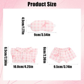 6.7 Inch Doll Outfit Clothes Set, Pink Bow Doll Pajama with Eye Mask Cute Soft Plush Toy Clothing Accessories for Collectors Enthusiasts Decoration & Display