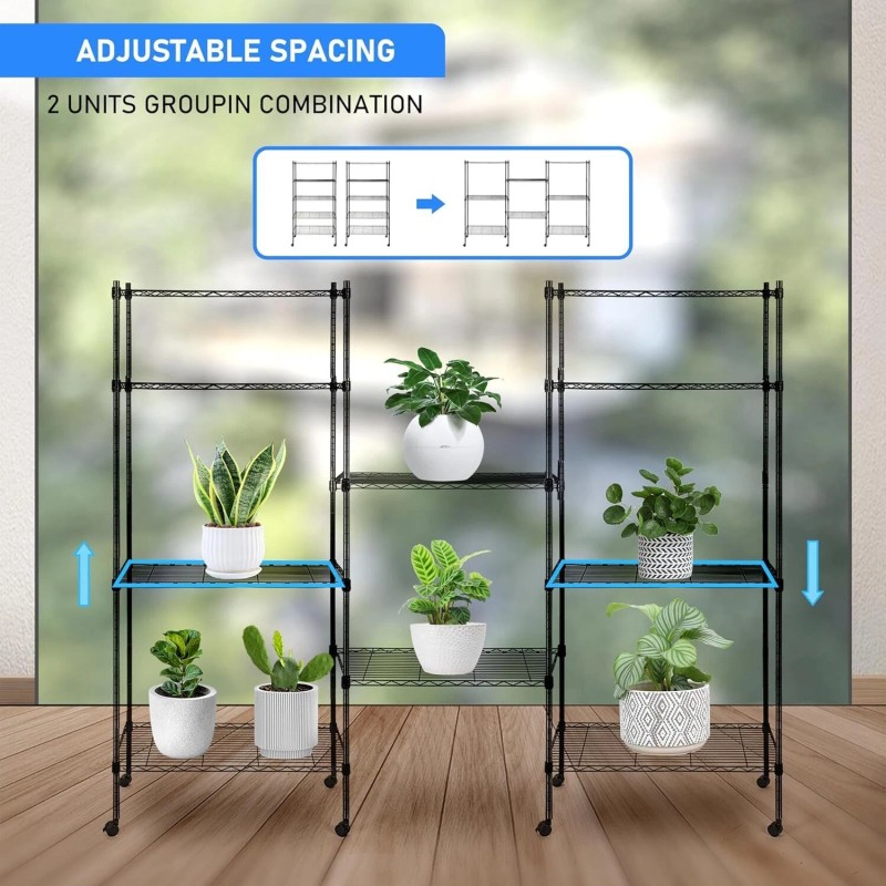 5-Tier Storage Shelves Wire Metal Shelving Unit for Garage Kitchen