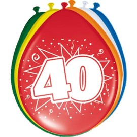 Folat 08240 40th Birthday/Anniversary Balloons, 8 pieces