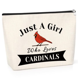 Red Cardinal Bird Gifts for Women Makeup Bag Animal Lover Gift for Girl Her Sister Zipper Pouch Christmas Birthday Gifts for Friends Colleague Daughter Bird Birding Travel Cosmetic Bag