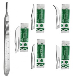 All Purpose 50 Pcs Surgical Sterile Carbon Steel Scalpel Blades #10#11#12#15#16 with Stainless Steel Handle #3 for Medical Students, Lab Use Anatomy Training, Dermaplaning, Arts & Craft Cutting