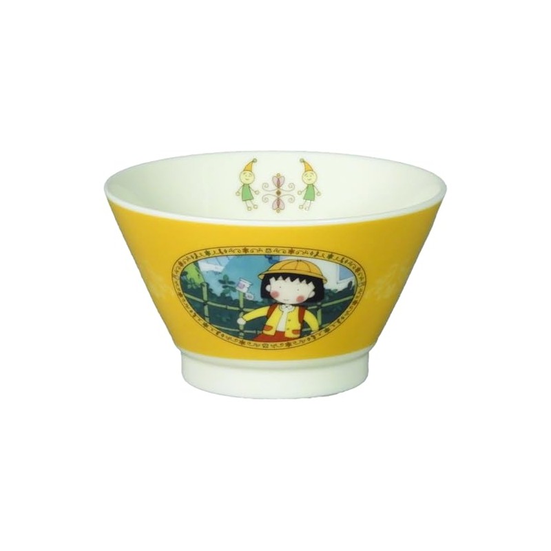 Chibi Maruko-chan CM41-351 35th Anniversary Ceramic Rice Bowl, Yellow, 12.2