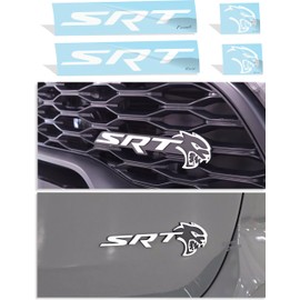 Reflective Concepts 2021, 2023, 2024 Durango SRT Hellcat Front and Rear SRT Emblem Overlay Decal Stickers - (Color: Gloss White)
