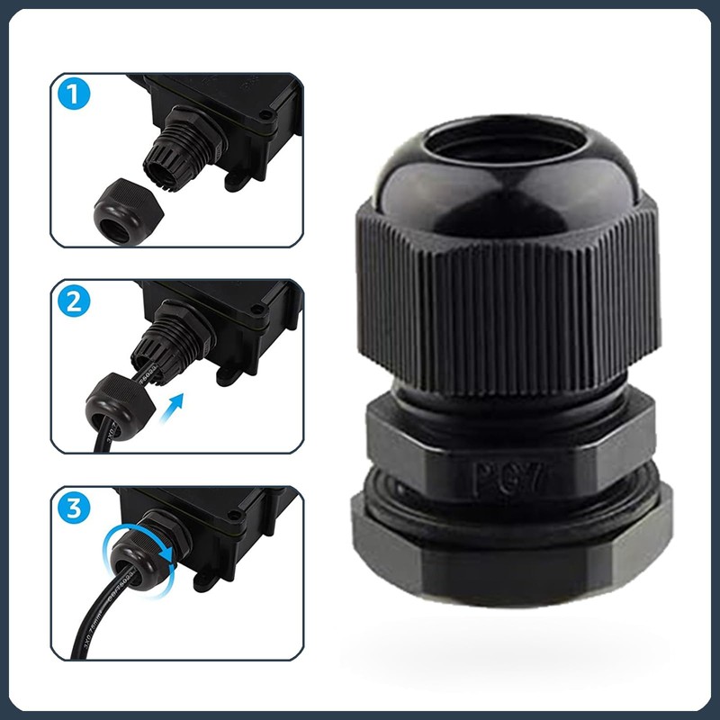 16 Sets PG7 Waterproof Nylon Cable Glands, Cable Gland, Plastic
