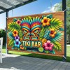 BlissYard Tiki Bar Banner Backdrop Poster Tropical Luau Hawaiian Pineapple