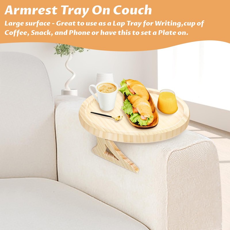 Healife Folding Sofa Tray, Armrest, Adjustable Sofa Tray with Drink