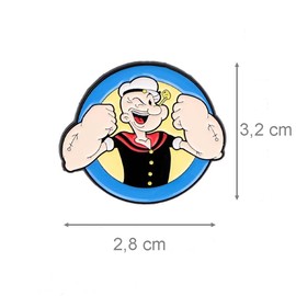 Distrigeek Popeye Men's Metal Enamel Round Brooch Badge Decorative Clothing Pin Vintage Cartoon Fan Pin Blue Black Small Metal, small, Metal