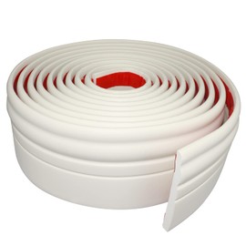 Wall Base Molding Trim Peel and Stick Rubber Baseboard Moulding 4” Wide Flexible Molding Vinyl Wall Base Cove Base (4" Wide x 16.4' Long, Creamy White)