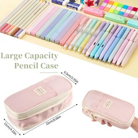Tikplus Pencil Case Large Capacity Pencil Case with 3 Compartments School Pencil Case Teenager Girls Boys Adults Pencil Case Study, Pencil Case for School, Office, lightpink, pencil case