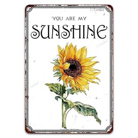 You are My Sunshine Wall Art Decor Print Sign Decoration, Sunflower Vintage Metal 8X12 Inch Tin Sign for Home Kitchen Room Door Bar Cafe Cave Outdoor