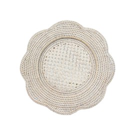Rattan Scalloped Round Charger Plate in Cream - 1 Charger Plate