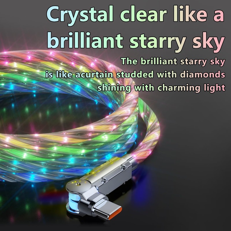Light Up USB-C Cable 2Pack 6.6ft LED Charger RGB USBC