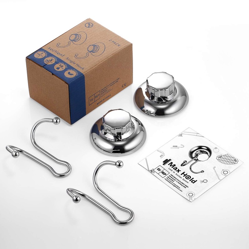 MaxHold Suction Screw 2 Pack Double Robe Hooks - Attach