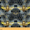 Honey Bee Fabric by The Yard, Geometric Honeycomb Marble Print