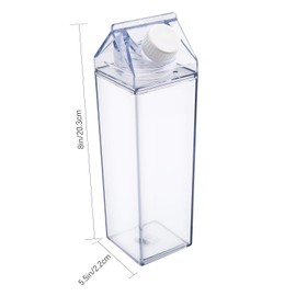 LUTER Milk Carton Water Bottle, Clear Square Milk Bottle, Leak-Proof Plastic Water Juice Bottle for Outdoor Sports Travel Camping Climbing (500 ml)