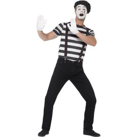 Smiffys Gentleman Mime Artist Costume, Black, L - Size 42inch-44inch