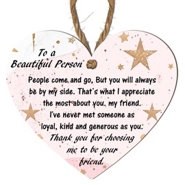 To a Beautiful Person - Heartfelt Friendship Plaque with Star Design | MDF Wooden Heart Keepsake for Best Friends, Celebrating Loyalty and Kindness, Gift for a Special Friend