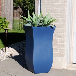 Mayne Valencia 30in Tall Planter - Neptune Blue - 16in x 16in x 30in - with Removable Plug, Polyethylene (5874-NB)