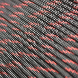 PWPAM 31m Paracord Rope 4mm Parachute Cord 11-Strand Core Tested to 550lb Paracord Ideal for Crafting, DIY, Camping, Survival, Outdoor (Black Red 11-Strand, 31m/100ft)