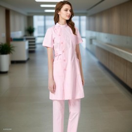 Chesoon Nursing Uniform Poly Cotton Blend Breathable Anti-Pilling for Male Nurses Medical Colleges Pink Size 2XL