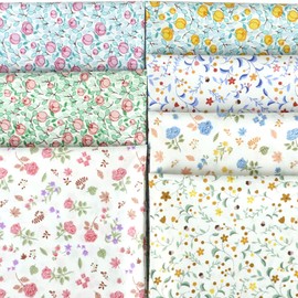 Gnognauq 8 Pieces Pretty Flower Fat Quarters Quilting Fabric Fabric Bundles for Quilting Sewing and Crafting Project (18x22 inch)