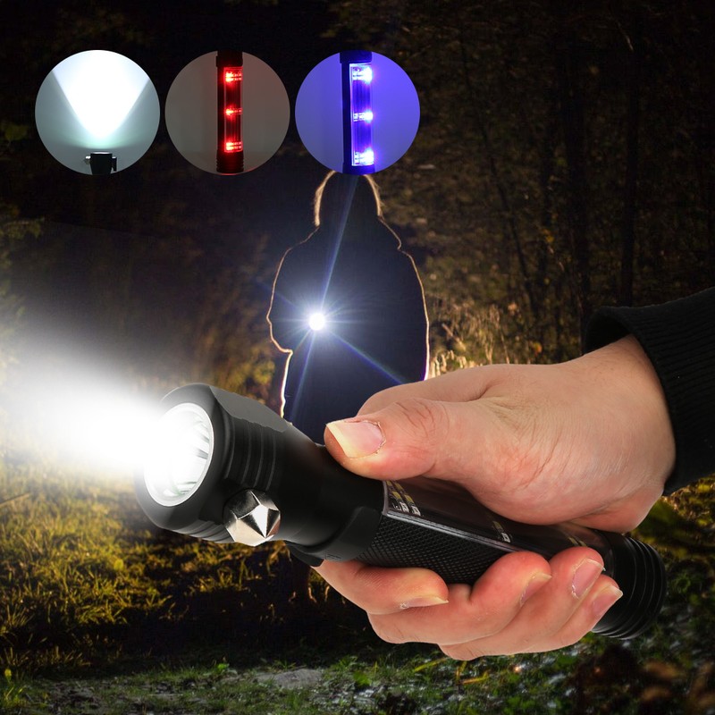 LED Solar Flashlight High Brightness Magnetic Torch USB Charging for