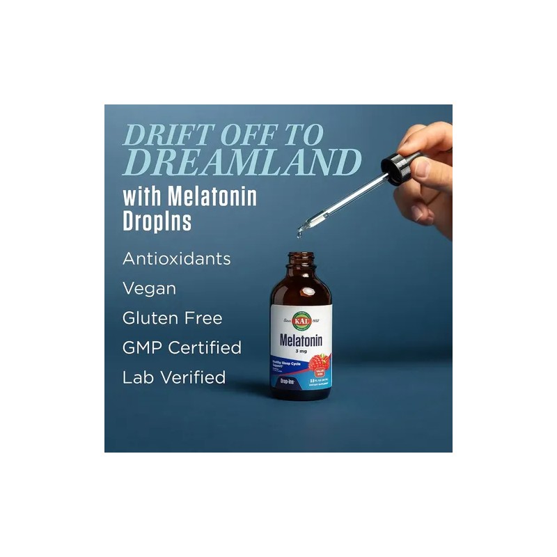 KAL Melatonina Líquida 3mg 55ml Sabor Frambuesa Suplemento para Dormir