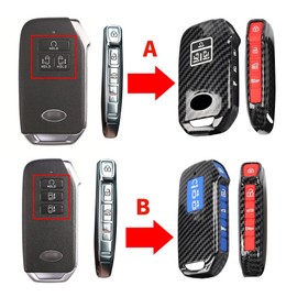ontto Plastic Car Key fob Cover fit for KIA Seltos Sportage R Stinger Sorento Cerato K5 2020 2021 key case keyring accessories 7 Buttons Remote Key Holder keychain Carbon Black B