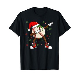 Funny Baseball Drip Santa Hat Dabbing Xmas Pajamas Players T-Shirt