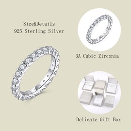 Starnny Women's Rings Sterling Silver 925 Eternal Ring 3A Cubic Zirconia Engagement Ring for Women, Silver, Cubic Zirconia