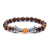 Giwotu Natural Tiger's Eye Stone Buddha Dragon Beads Elastic Bracelet for Men and Women Chinese Dragon Jewelry Pretty Gifts Birthday Good Luck Spouse Family Reiki Cure Retro Charm