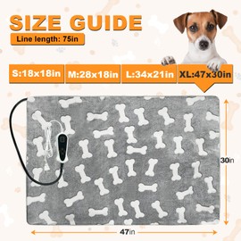 Bestio Dog Heating Pad,Giant Dog Heat Pad,Outdoor Dog Heating Pad with Upgraded Normally Open Temperature Controller,Large Pet Heated Mat with One Plush Cover(Blue Paw, 47×30 in)