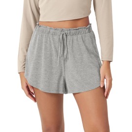 ODODOS Modal Soft Lounge Shorts for Women Drawstring High Waist Casual Sleepwear Lightweight Cozy Pajama Bottom, Heather Grey, Large