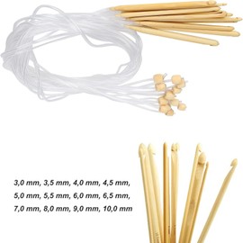 SSyang 12 Pcs Colorful Tunisian Crochet Hooks Afghan Crochet Hooks Crochet Hook Set, Crochet Knitting Needles Kit Bamboo Needle Tunisian Plastic Crochet Hooks with Rope for Weaving Sweater(White)