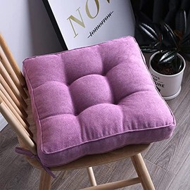 vctops Square Chair Pad Seat Cushion with Ties Solid Color Soft Chair Pads Comfy Velvet Cushion Pillow for Kitchen Dining Office Chair Kids Reading (Purple,16"x16")