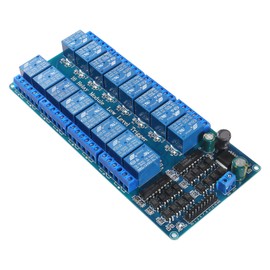Diitao 12V 16 Channel Relay Module Board Optocoupler LED LM2576 Power Low Level Trigger 16 CH Expansion Board (12V 16-Channel)