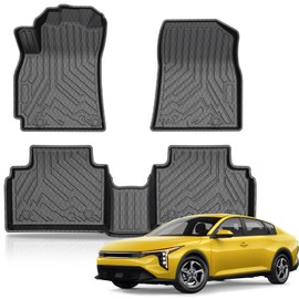 KUST Floor Mats for 2025 Kia K4 Sedan, All Weather Floor Liners Front Rear 2 Row Car Mats for K4 Accessories Anti-Slip TPE Rubber Raised Edge
