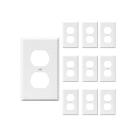 DEWENWILS Metal Duplex Wall Plate, UL Listed, Electrical Outlet Cover Plates, Dual Electric Receptacle Plug Covers for Living Room, Bedroom, Bathroom, Kitchen, Texture White (10-Pack)