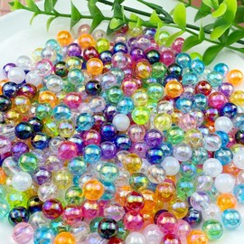 Jmassyang 2000 Pieces 4mm Glossy Acrylic Round Beads AB Color Spacer Bubble Bead Plastic Crafts Bead for DIY Necklaces Bracelets Earrings Jewelry Making (Mixed Colors)