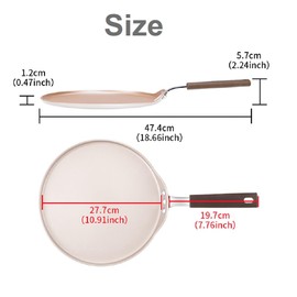 10 Inch Crepe Pan with Spreader Nonstick Aluminum Flat Skillet Dosa Tawa Comales Para Tortillas Pancake Pan, Induction Compatible, PFOA Free